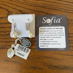 Certified Sofia™ Cultured Freshwater Pearl 14K Yellow Gold Earrings